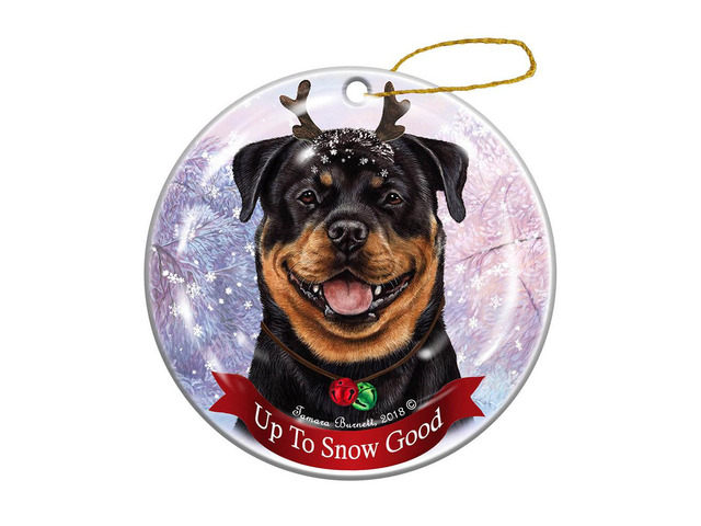 Holiday Pet Gifts Rottweiler Dog Porcelain Christmas Ornament