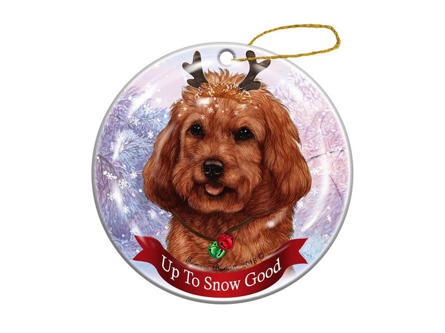 Holiday Pet Gifts Cockapoo Red Dog Porcelain Christmas Ornament