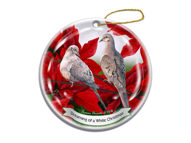 Holiday Pet Gifts Mourning Doves Bird Porcelain Christmas Ornament