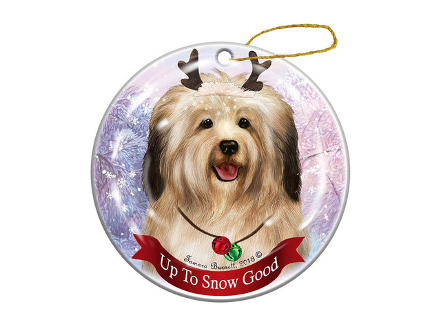 Holiday Pet Gifts Cream Havanese Dog Porcelain Christmas Ornament
