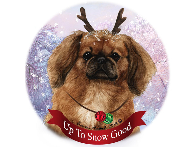Holiday Pet Gifts Orange Sable Pekingese Dog Porcelain Christmas Ornament