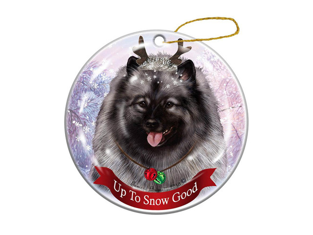 Holiday Pet Gifts Keeshond Dog Porcelain Christmas Ornament