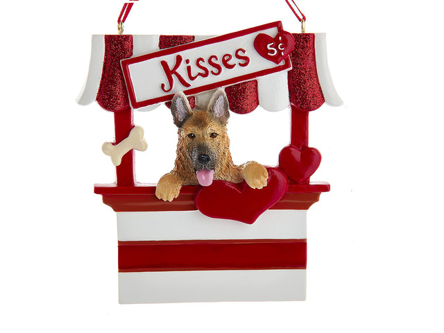 Kurt Adler German Shepherd Dog Kissing Booth Christmas Tree Ornament - 4' Resin