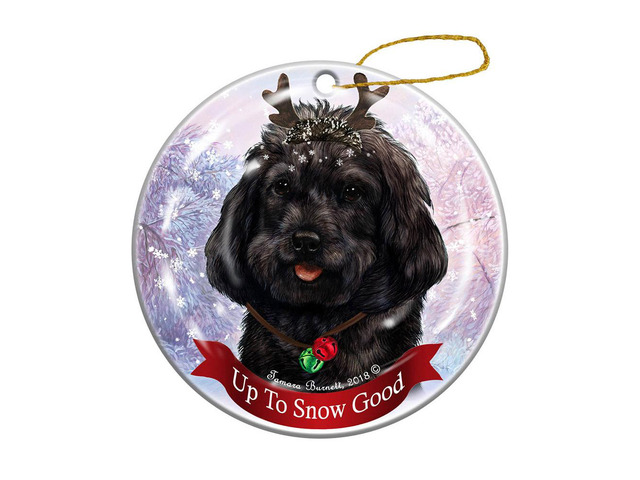 Holiday Pet Gifts Black Cockapoo Dog Porcelain Christmas Ornament