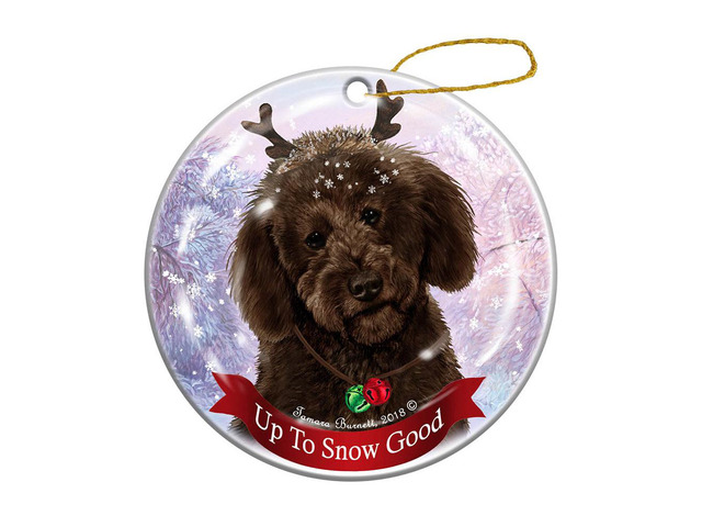 Holiday Pet Gifts Labradoodle Chocolate Dog Porcelain Christmas Ornament