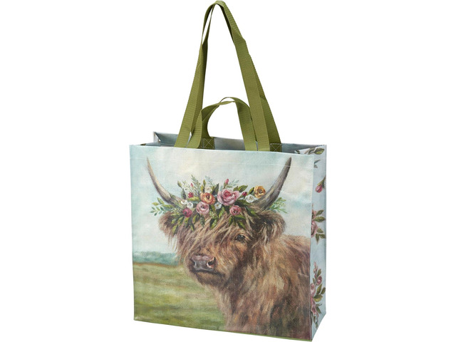 Primitives By Kathy Market Tote - Floral Highland Market Tote, 15 x 15 x 6'