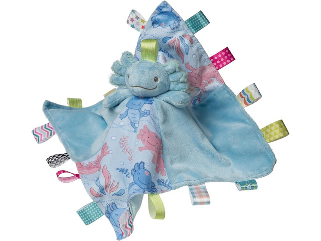 Mary Meyer Taggies Soothing Sensory Security Blanket, Fizzy Aqua Axolotl, 13x13'