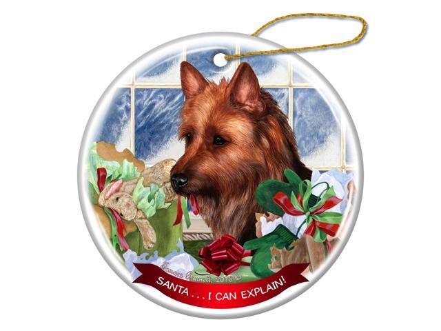 Australian Terrier Dog Porcelain Ornament Pet Gift 'Santa.. I Can Explain!'