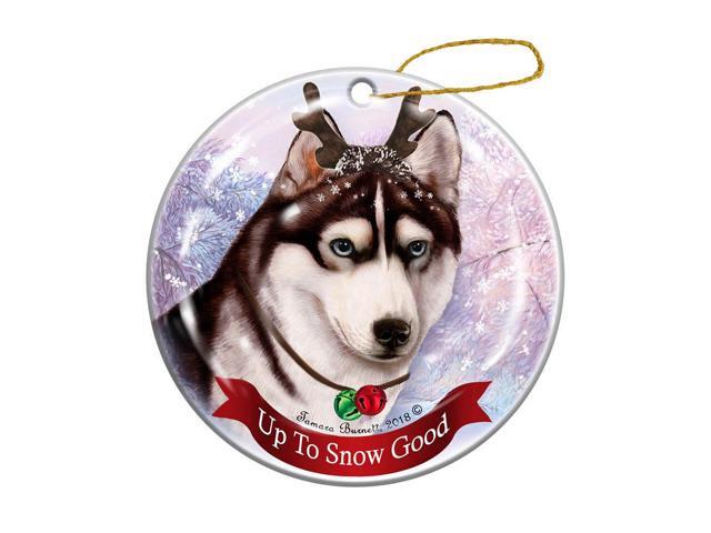 Holiday Pet Gifts Siberian Husky, Black & White Dog Porcelain Christmas Ornament