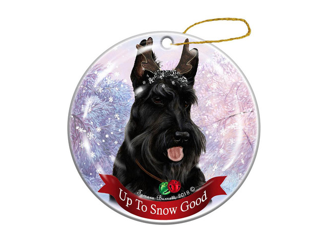 Holiday Pet Gifts Black Scottish Terrier Dog Porcelain Christmas Ornament