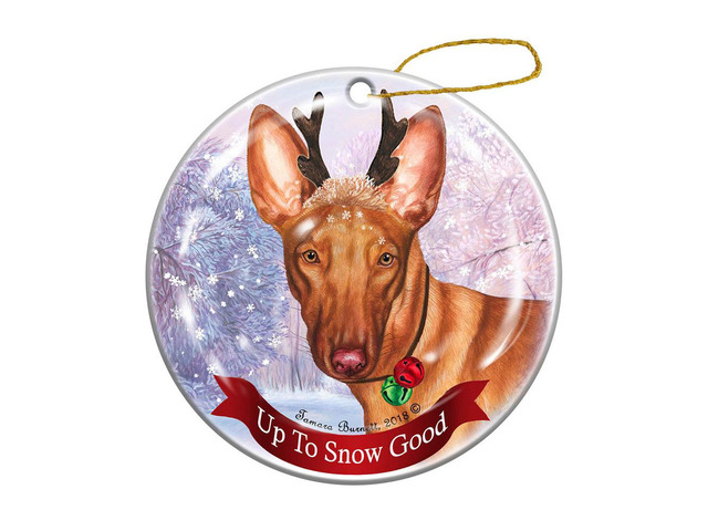 Holiday Pet Gifts Pharaoh Hound Dog Reindeer Porcelain Ornament