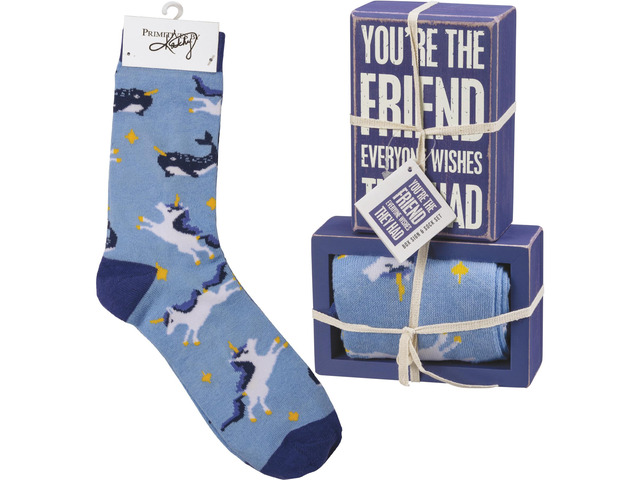 Primitives by Kathy Box Sign & Pair of Socks Set - You're The Friend