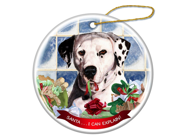 Dalmatian Dog Porcelain Hanging Ornament Pet Gift 'Santa.. I Can Explain!'