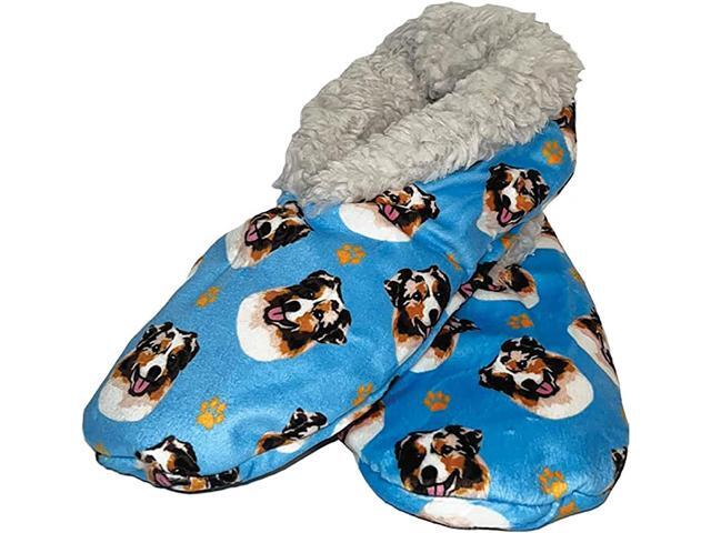 Comfies Womens Australian Shepherd Slippers - Sherpa Lined Animal Print Booties