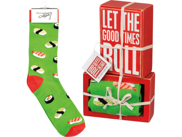Primitives by Kathy Box Sign & Sock Set - Let The Good Times Roll Giftable Set