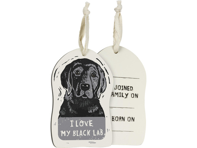 Primitives by Kathy Wooden Hanging Ornament, 2-Sided - I Love My Black Lab