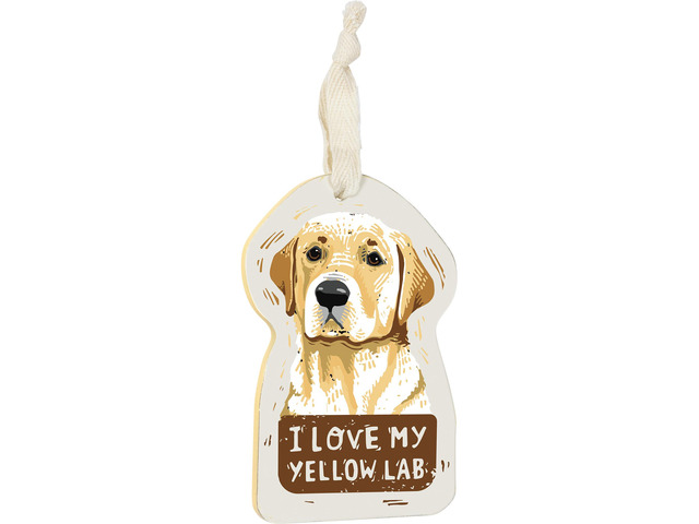 Primitives by Kathy Wooden Hanging Ornament, 2-Sided - I Love My Yellow Lab