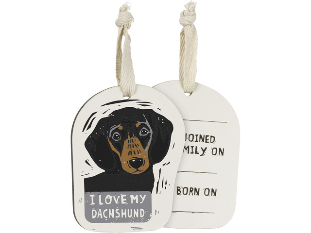 Primitives by Kathy Wooden Hanging Ornament, 2-Sided - I Love My Dachshund