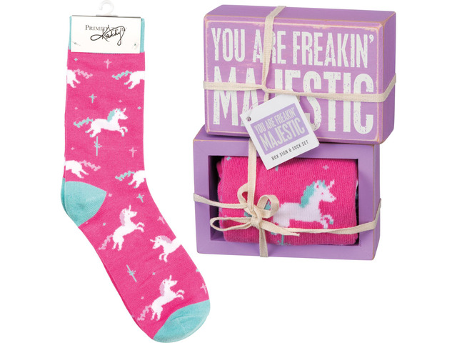 Primitives by Kathy Box Sign/Sock Set - You are Freakin' Majestic