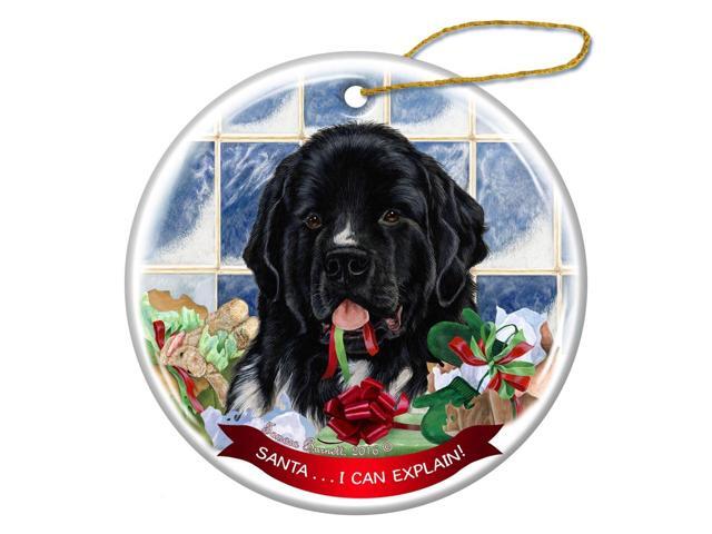 Landseer Newfoundland Dog Porcelain Ornament Pet Gift 'Santa.. I Can Explain!