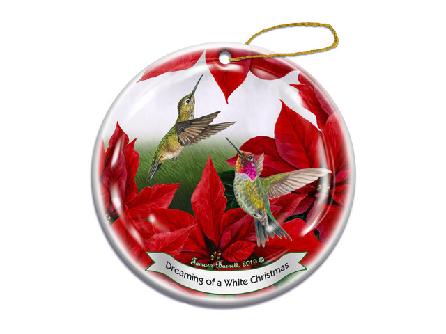 Holiday Pet Gifts Anna's Hummingbird Porcelain Christmas Ornament
