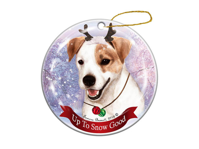 Holiday Pet Gifts Jack Russell Wirehair Tri Dog Porcelain Christmas Ornament