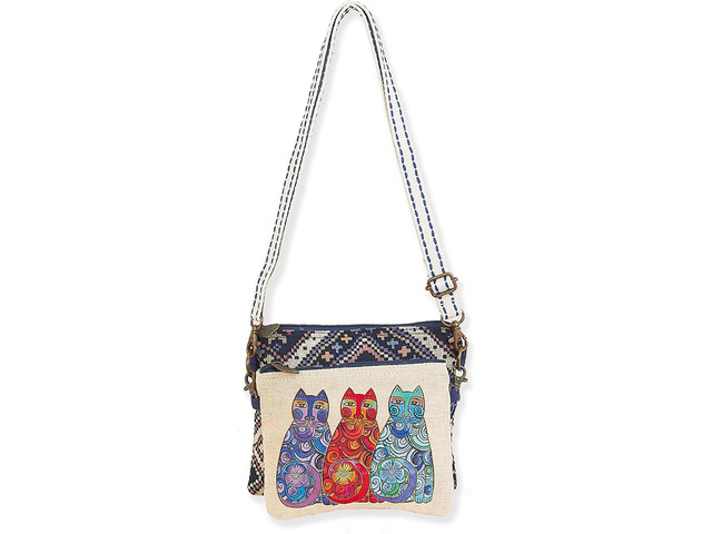 Women's Laurel Burch, Olas De Colores 2 Piece Crossbody Purse Handbag, 3 Cats