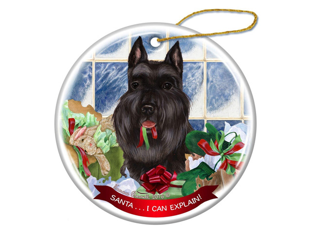 Black Cropped Schnauzer Dog Porcelain Ornament Pet Gift 'Santa.. I Can Explain!