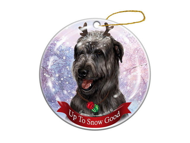Holiday Pet Gifts Irish Wolfhound Black Dog Porcelain Christmas Ornament