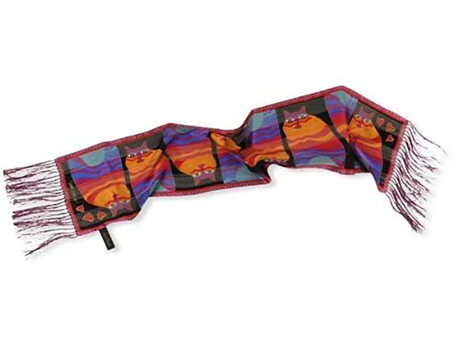 Laurel Burch Silk Scarf Rainbow Cats