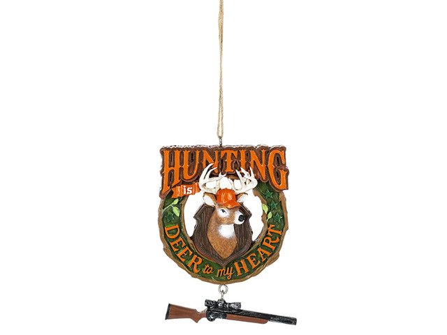 Ganz Hunting Ornament - Hunting Deer To My Heart, Polyresin, 3.75 Inches Width
