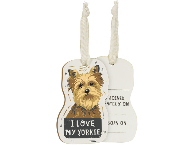 Primitives by Kathy Wooden Hanging Ornament, 2-Sided - I Love My Yorkie