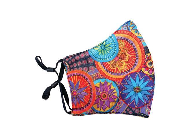 Laurel Burch Studios Boutique Face Mask, Reusable, Circle Florals, Flowers