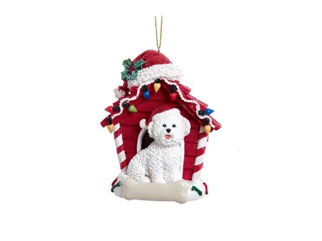 Kurt Adler Bichon Frise With Dog House Ornament, 4'
