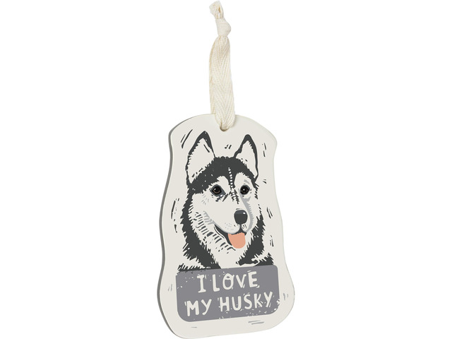 Primitives by Kathy Wooden Hanging Ornament, 2-Sided - I Love My Husky