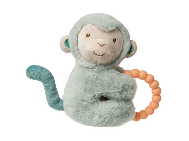 Mary Meyer Soft Baby Rattle with Teether Ring, 6', Little But Fierce Monkey