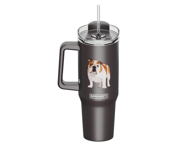 Serengeti 40 Oz Bulldog Dog Stainless Steel Tumbler with Handle, Straw & Lid