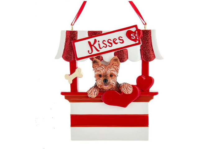 Kurt Adler Yorkshire Terrier Dog Kissing Booth Christmas Tree Ornament - 4'