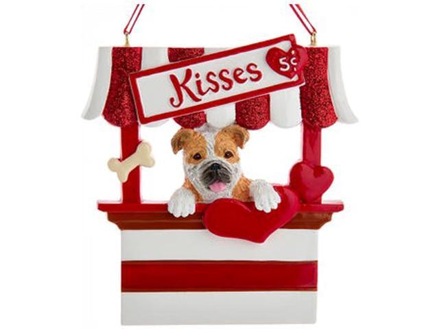 Kurt Adler Bulldog Dog Kissing Booth Christmas Tree Ornament - 4' Resin