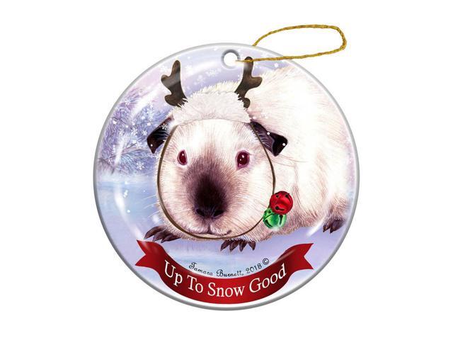 Guinea Pig Himalayan Reindeer Porcelain Christmas Ornament