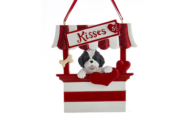 Kurt Adler Black/White Shih Tzu Dog Kissing Booth Christmas Tree Ornament - 4'