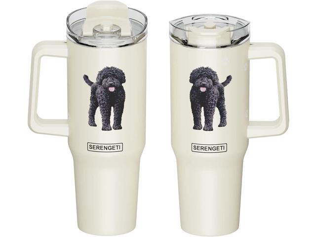 Serengeti 40 Oz Labradoodle Dog Stainless Steel Tumbler w Handle, Straw & Lid