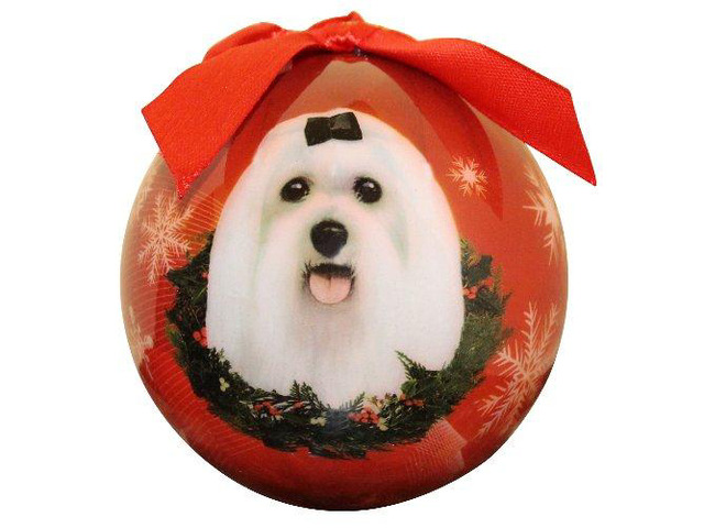 Maltese Christmas Ornament Shatter Proof Ball Easy To Personalize
