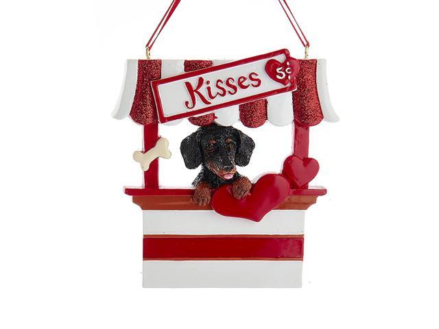 Kurt Adler Black Dachshund Dog Kissing Booth Christmas Tree Ornament - 4' Resin