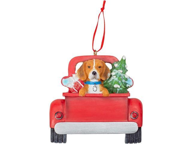 Kurt Adler Beagle Dog in Back of Truck Hanging Ornament 5 in. High,