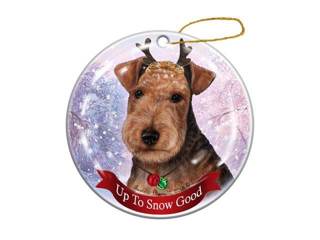 Holiday Pet Gifts Lakeland Terrier Dog Porcelain Ornament Reindeer Dog
