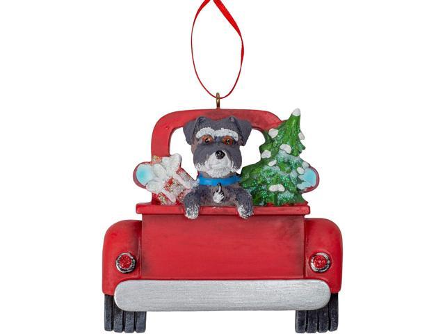 Kurt Adler Black Schnauzer in Back of Truck Hanging Ornament 5 in. High,