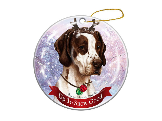 Holiday Pet Gifts Brown and White English Pointer Dog Porcelain Christmas Ornament