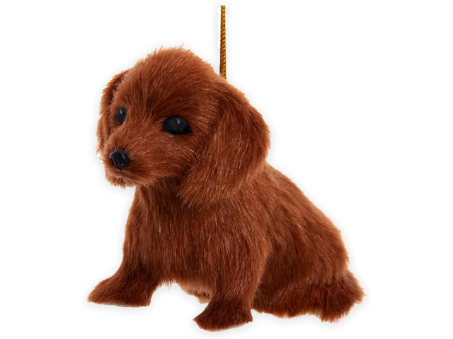 Kurt Adler F2242BDA Furry Brown Dachshund Dog 4 Inch Hanging Christmas Ornament