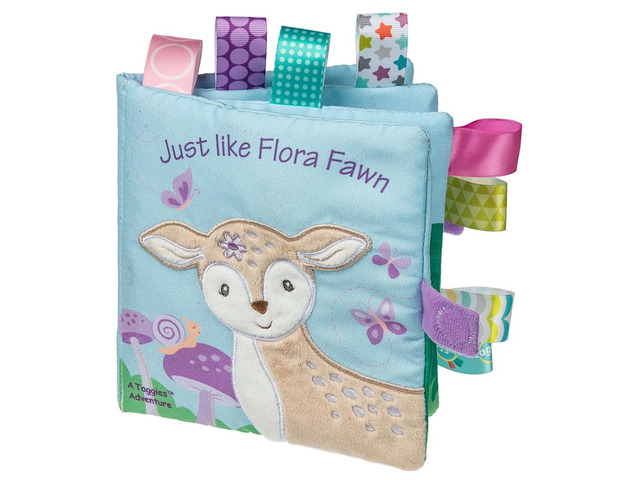 Mary Meyer Taggies Soft Cloth Book with Crinkle, Squeaker, 6'x 6', Flora Fawn